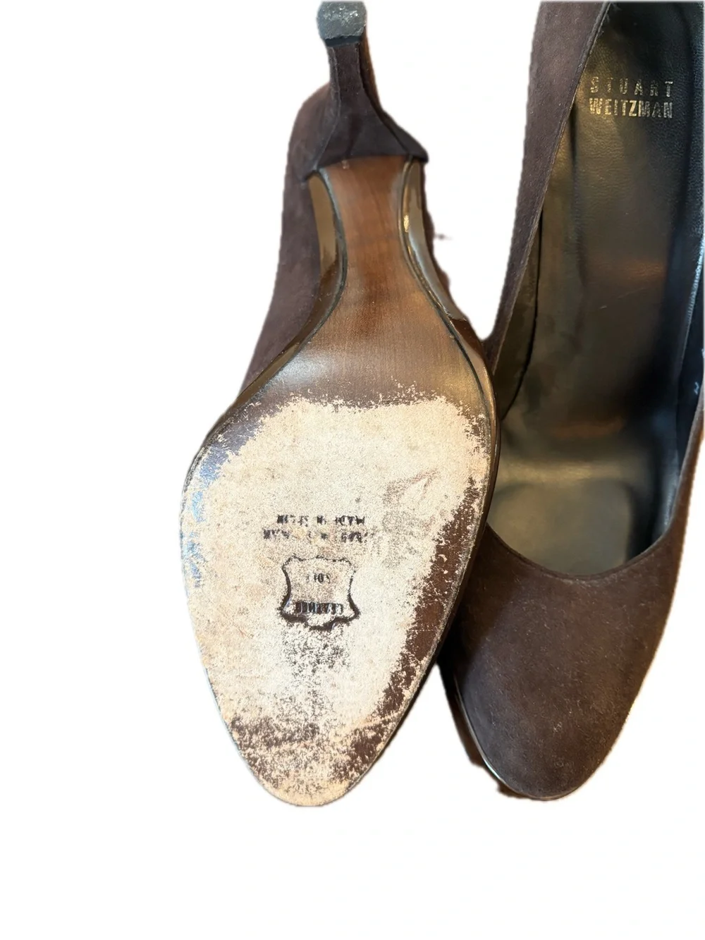 Stuart Weitzman Dark Brown Suede Almond Toe Pumps